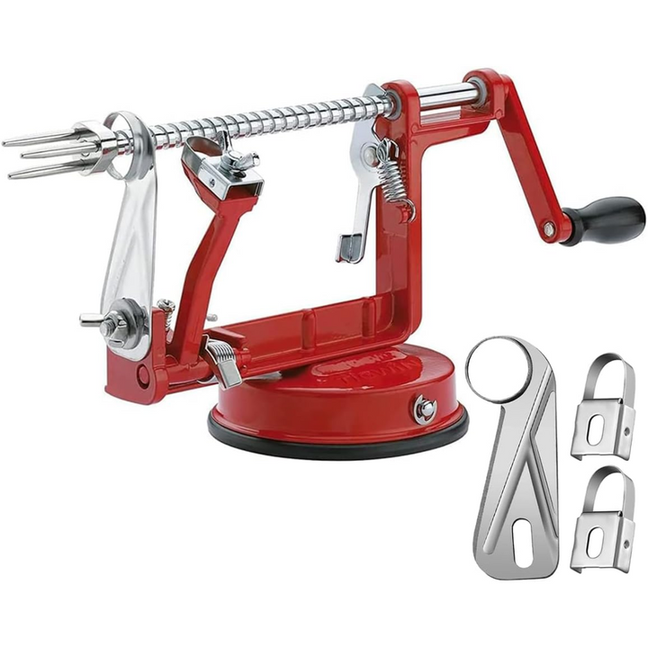 Durable apple peeler & slicer, a reliable kitchen tool with a non-slip suction base for safe fruit coring.