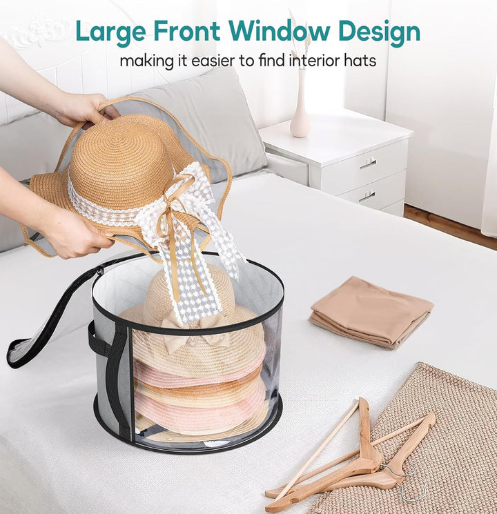Clear travel storage case for wide-brim hats. Protects & organizes your favorite hats with ease.