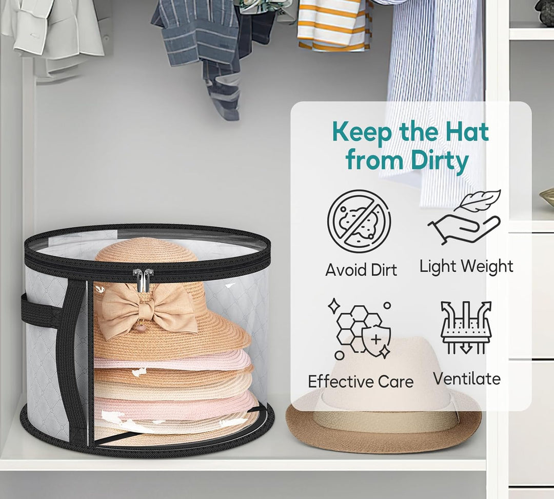 Home organization: Large clear hat storage box, ideal for wide-brim hats. Keep them dust-free.