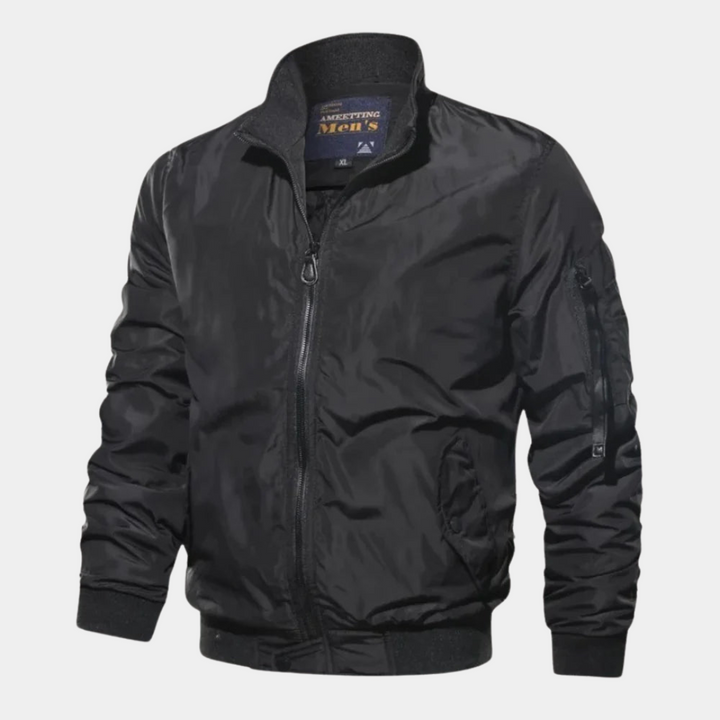 Stylish Lars men's bomber jacket, wind-resistant for fall fashion & winter outerwear. Ideal casual cold weather look.