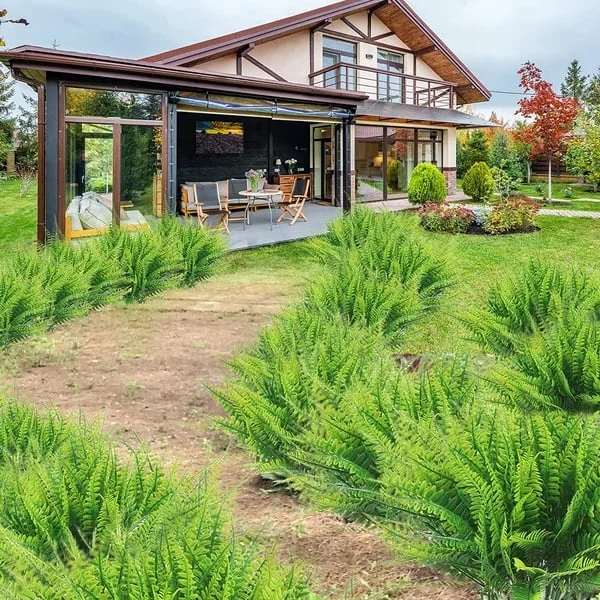 Lifelike, vibrant artificial Boston fern, UV-resistant, 18 lush branches, perfect for outdoor decor, low maintenance garden p