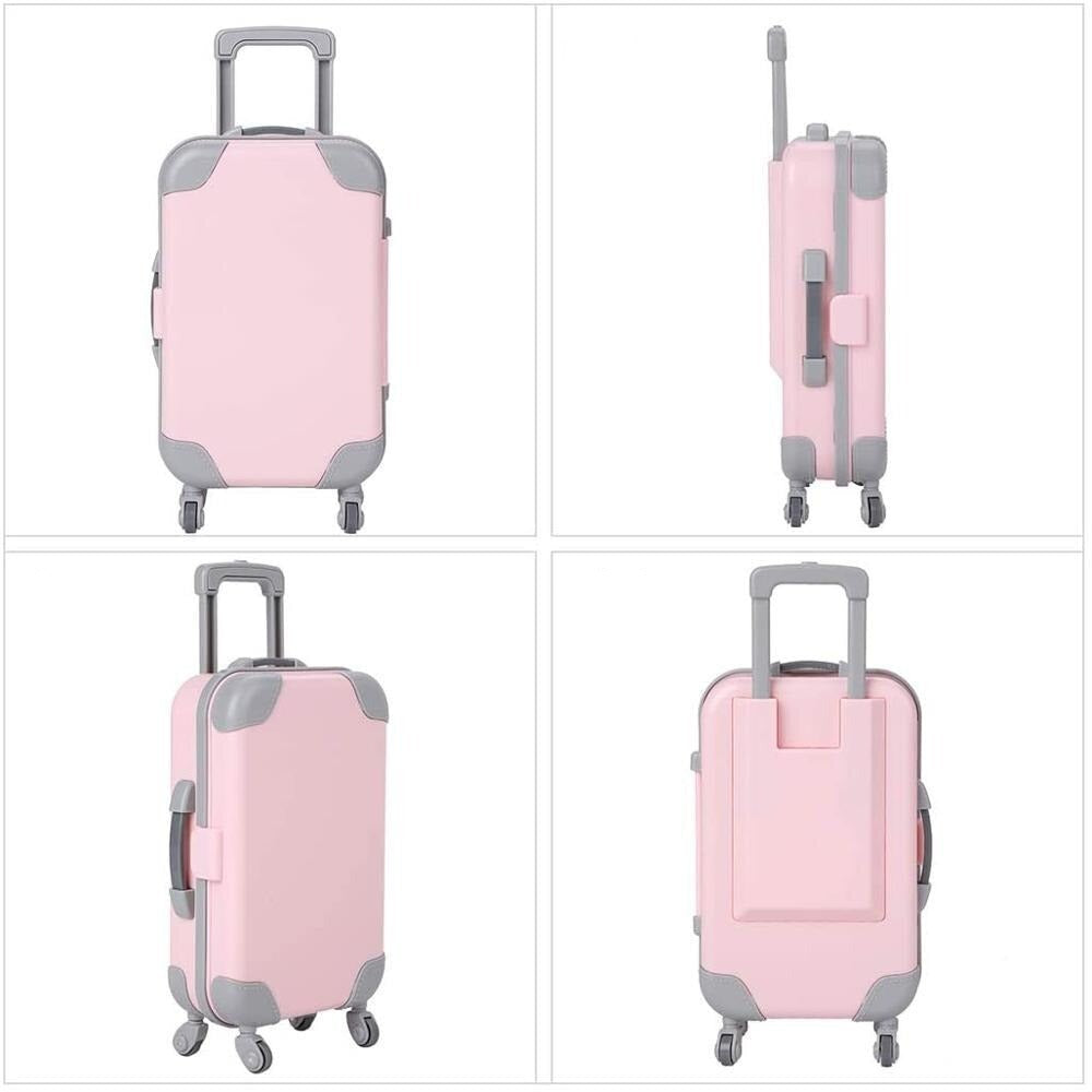 Colorful 18-inch doll travel suitcase, designed for kids' imaginative adventures & toy storage.
