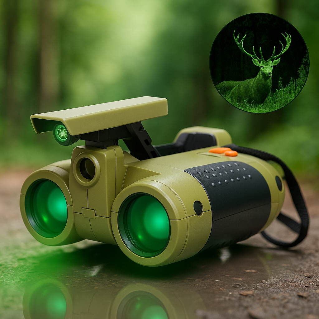Kids' lightweight binoculars for day & night exploration. Durable outdoor toy for nature discovery & adventure gear.