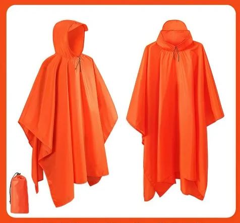Unisex waterproof rain poncho for all-weather outdoor protection. Lightweight & packable, ideal for camping, hiking.