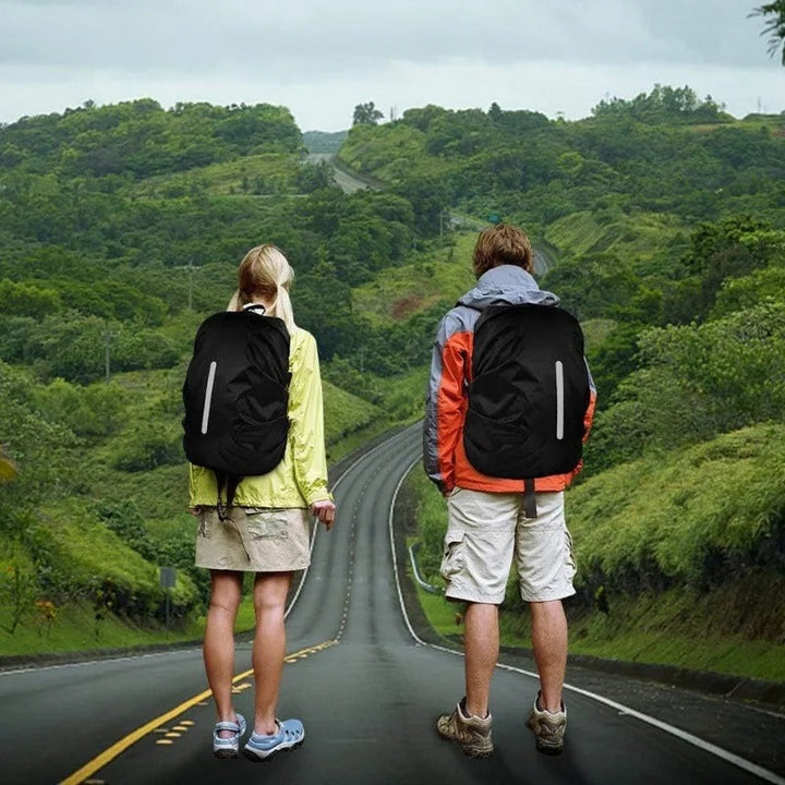 Lightweight waterproof backpack rain cover. Protects your gear from wet weather, ideal for hiking & commuting.