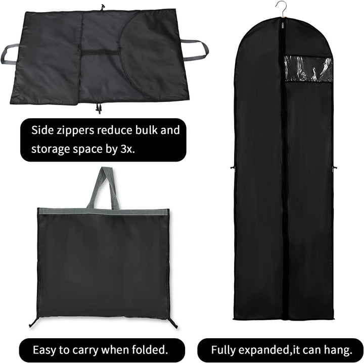 Essential 70-inch long garment storage cover with zipper for wardrobe organization & travel protection.