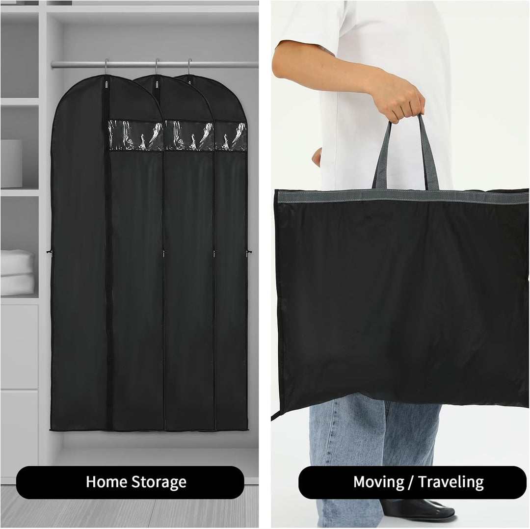 Versatile 70-inch long garment cover for suits, gowns, coats, and dresses. Keeps clothes protected.
