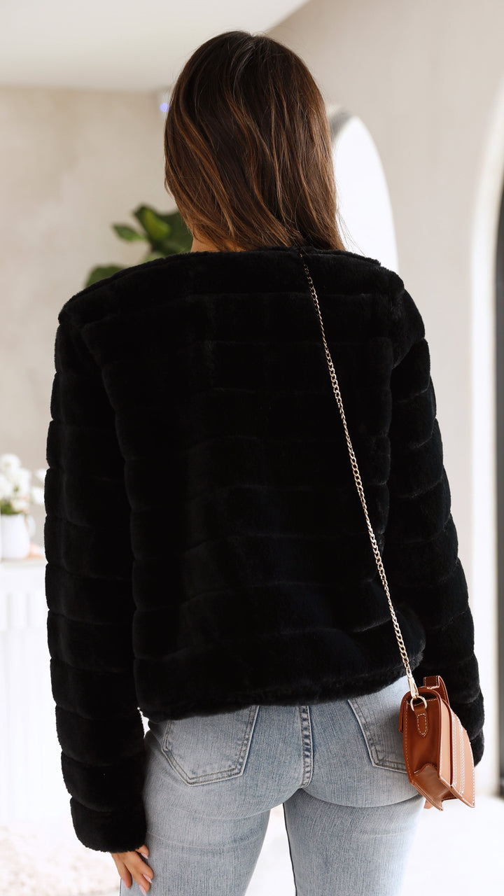Warm women's luxe cropped jacket, Veloura for cozy winter style.