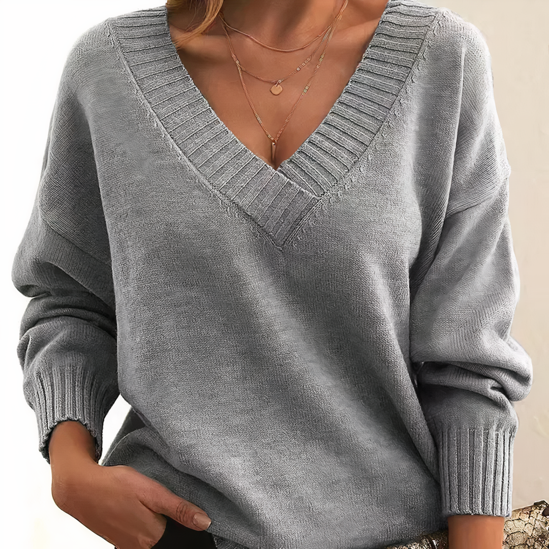 Comfortable women's v-neck sweater, for a cozy, elegant fall/winter look.
