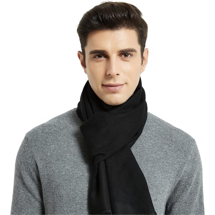 Durable men's cashmere winter scarf, designed for warmth, style, and comfort in cold weather.