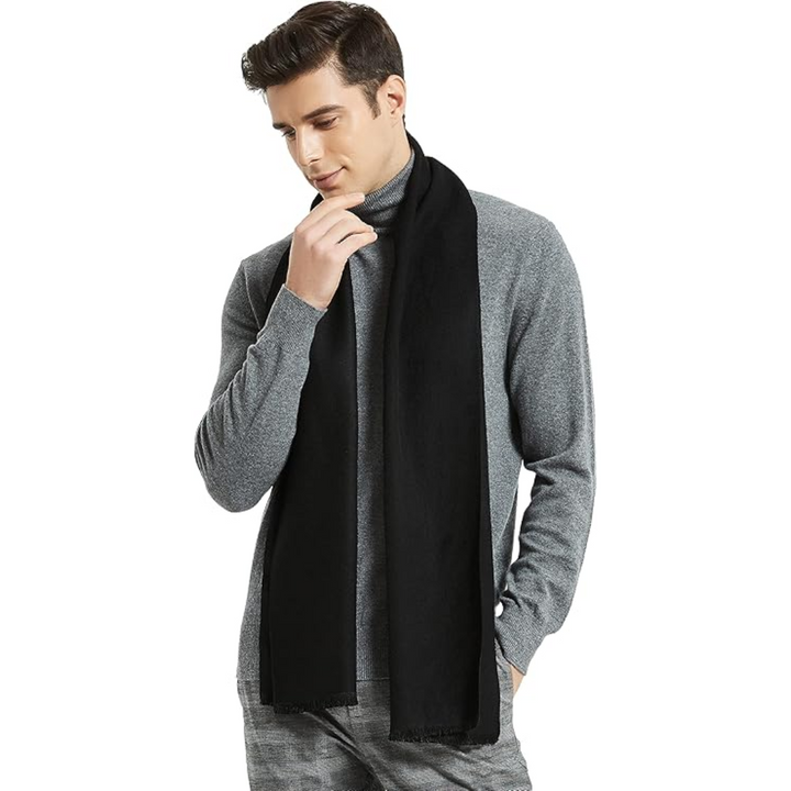 Exquisite men's cashmere scarf, perfect for warmth, a versatile luxury winter accessory.