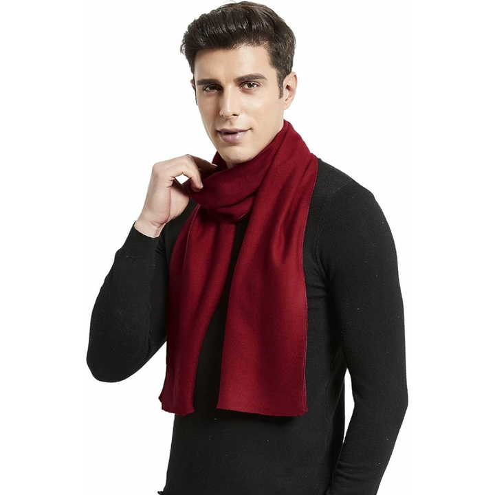 Fashionable men's cashmere winter scarf, enhancing any cold weather outfit with style.
