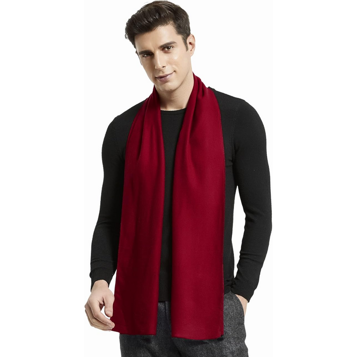Cozy men's cashmere scarf, providing exceptional warmth and softness for winter.