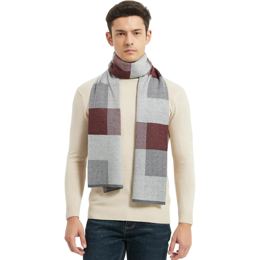 Versatile men's cashmere scarf, ideal for winter style, warmth, and luxurious comfort.