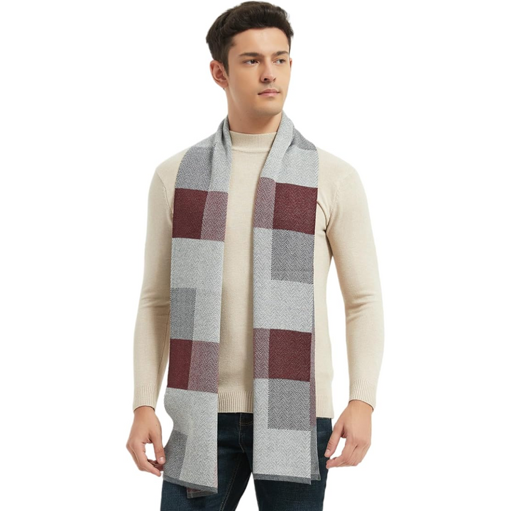 Indulgent men's cashmere scarf, soft, warm, and a stylish accessory for winter fashion.