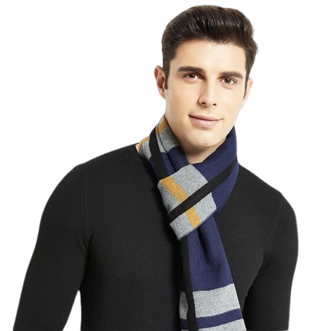 Classic men's cashmere winter scarf, offering unparalleled comfort and warmth.