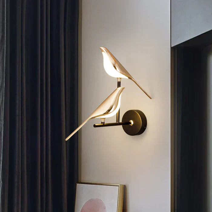 Energy-efficient OrionGlow modern LED wall lamp, a luxurious gold-finished home accent for sophisticated interior design.