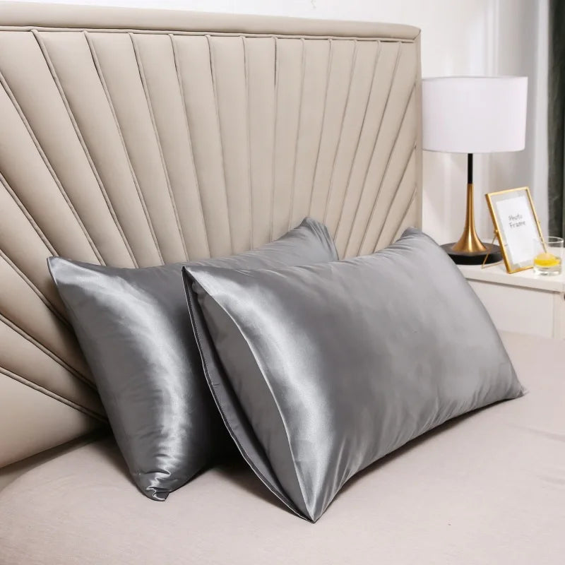 Luxurious mulberry silk pillowcase, unisex, pure silk, close-up of elegant smooth texture enhances skin and hair health.