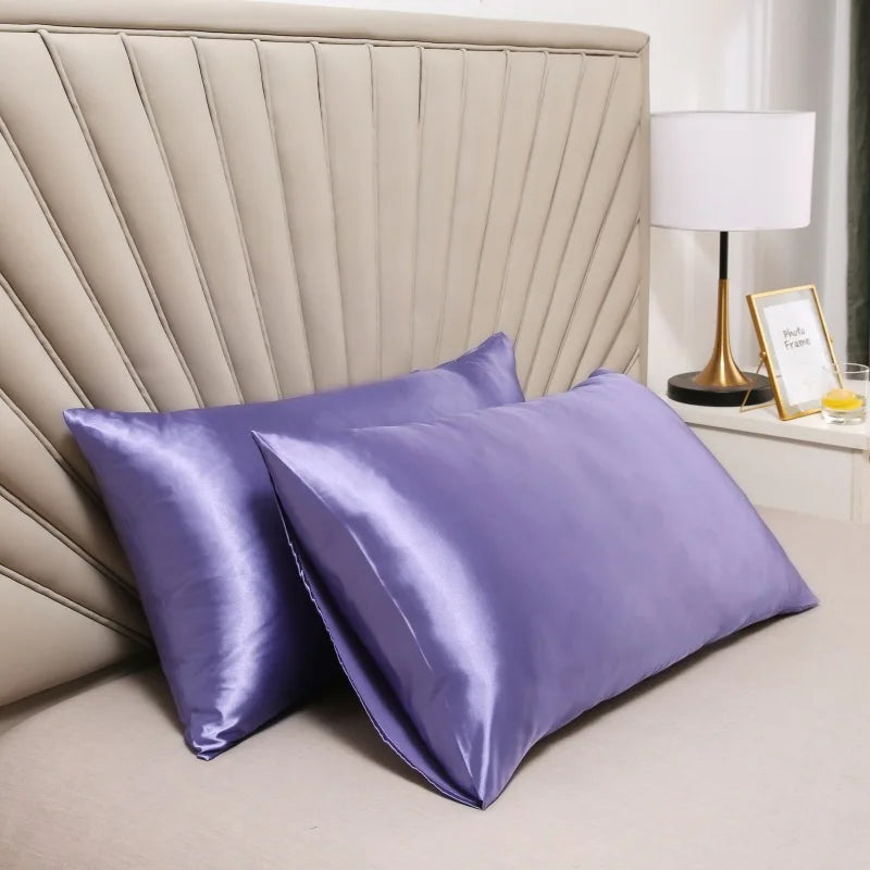 Luxurious mulberry silk pillowcase, unisex, pure silk, close-up of elegant smooth texture enhances skin and hair health.