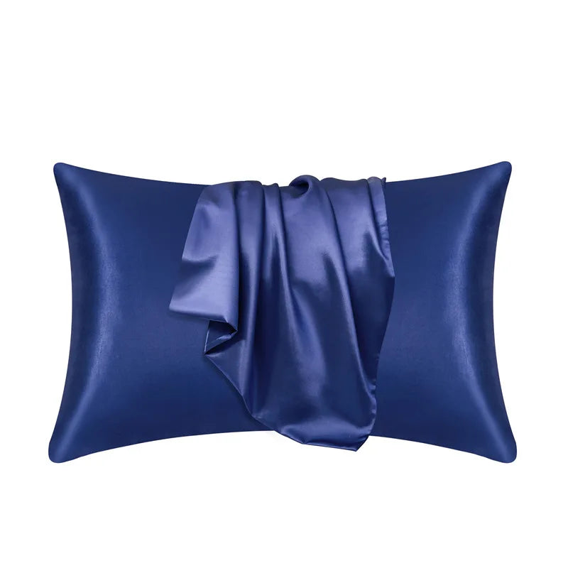 Luxurious mulberry silk pillowcase, unisex, pure silk, close-up of elegant smooth texture enhances skin and hair health.