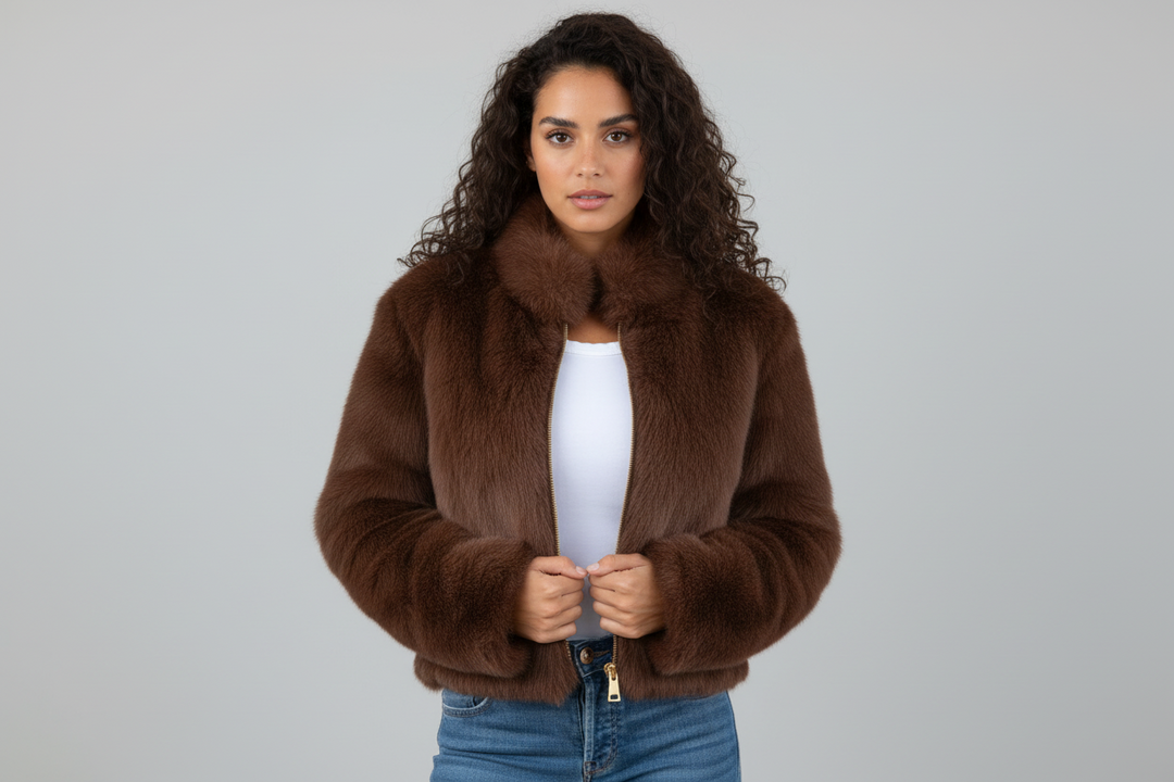 Women's warm short winter jacket, versatile and fashionable, ideal for elegant seasonal outerwear.