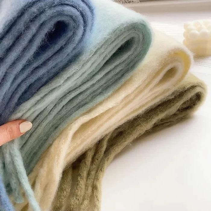 Warm cashmere scarf for women, an elegant and cozy solid color accessory for winter.