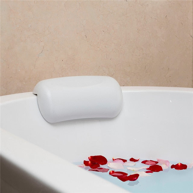 Waterproof bath pillow with strong suction cups, offering ultimate neck & head support for a relaxing home spa.