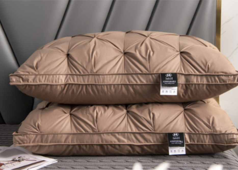 Premium goose down pillow for superior neck support, hypoallergenic comfort, and luxurious, restful sleep.