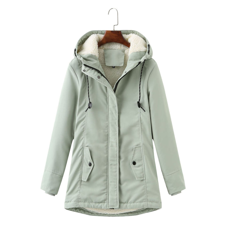 Premium Aurora women's parka, a warm and elegant winter coat designed for severe cold weather.