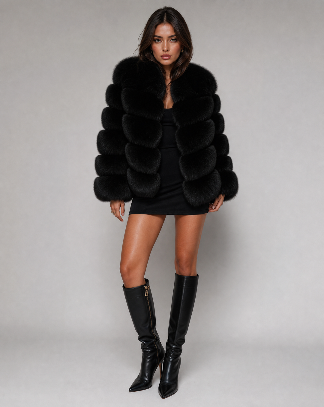 Cozy women's faux fur jacket, providing elegant warmth and everyday glamour. Perfect for cold weather fashion.