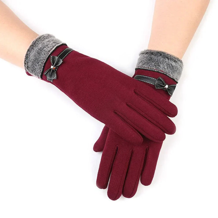 Close-up of elegant women's luxury wool blend gloves. Soft, warm & touchscreen compatible for cold weather.