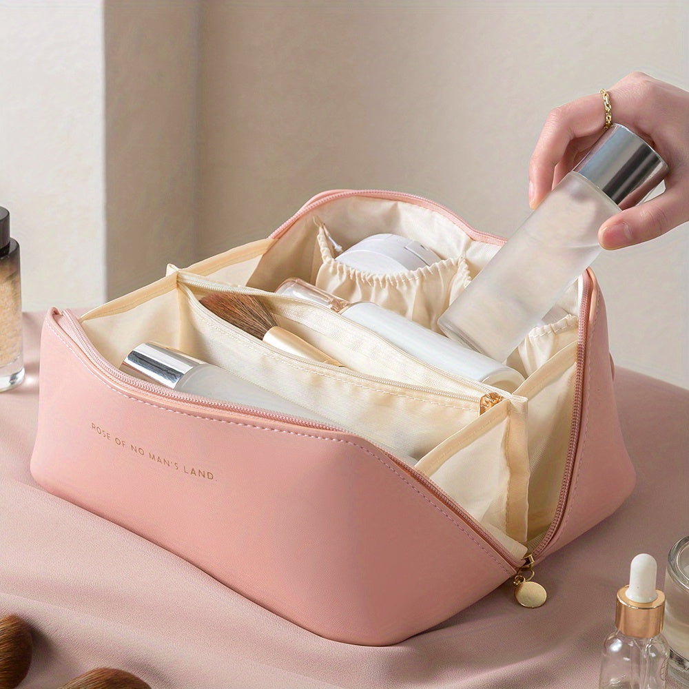 Women's luxury cosmetic organizer with a reliable zipper for travel.