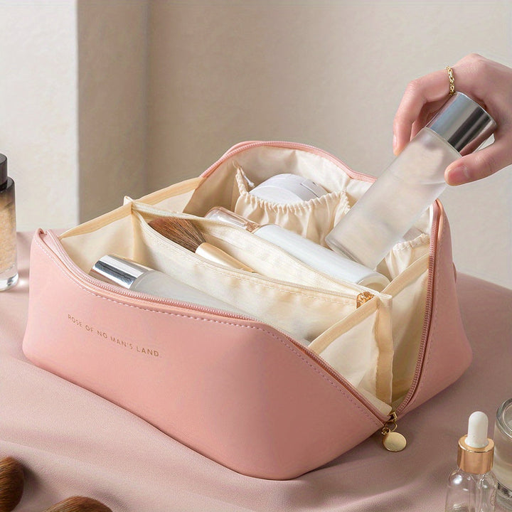 Women's luxury cosmetic organizer with a reliable zipper for travel.