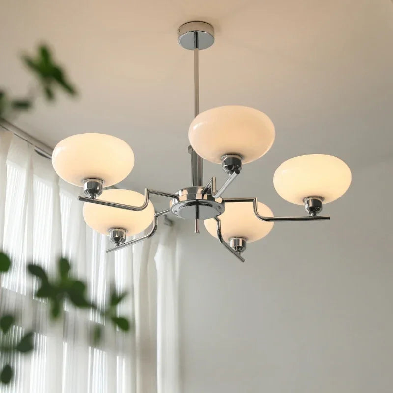 Medieval chandelier with Bauhaus style, featuring elegant details and multiple light fixtures, for home decor.