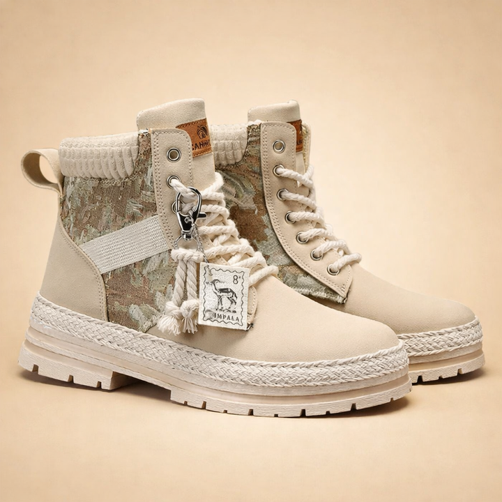 Stylish men's lace-up ankle boots, high-top design for street style fashion. Durable & versatile outdoor footwear.