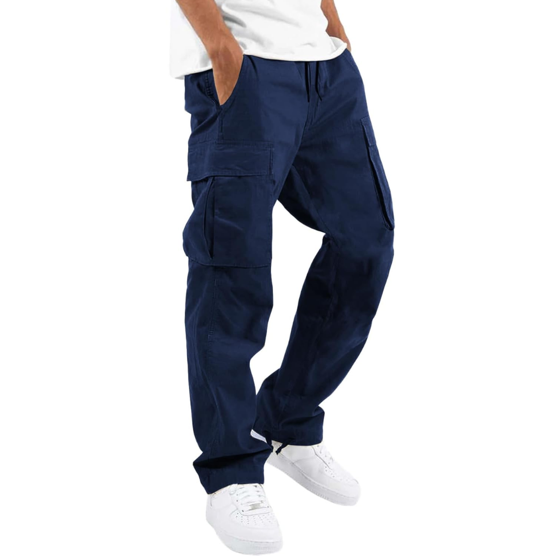 Comfortable men's cotton cargo joggers, perfect for casual outdoor wear.