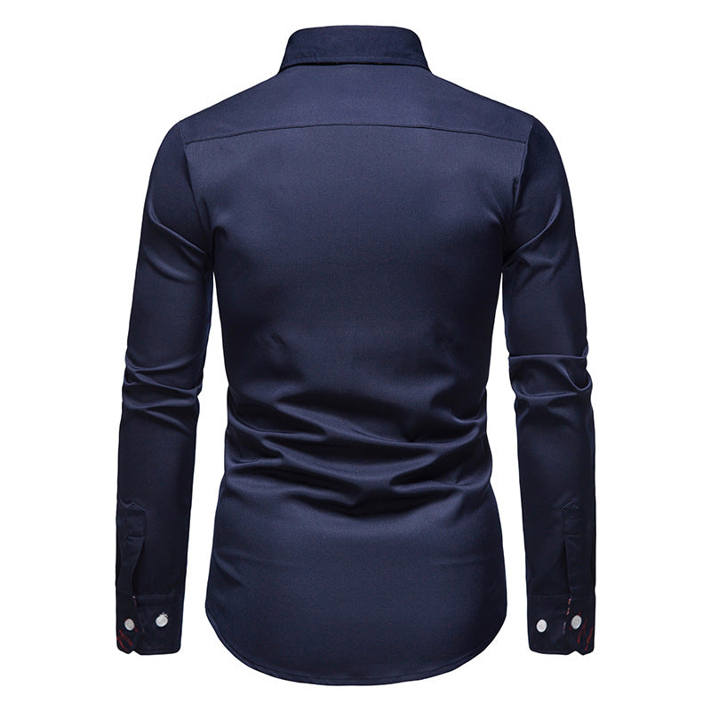 Men's Arvid slim fit dress shirt, showcasing elegant drape for business & evening formal wear.