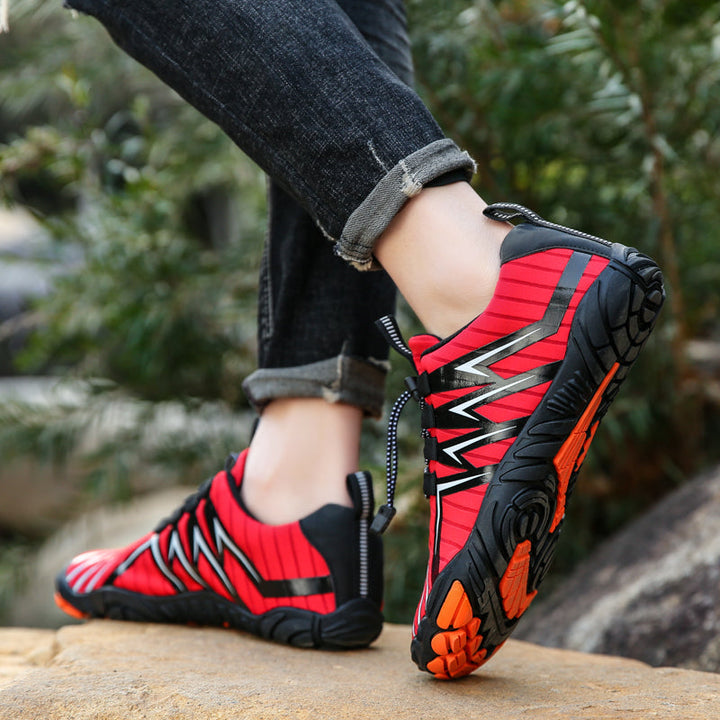 Men's outdoor barefoot hiking shoes for training. Durable, flexible minimalist footwear for trails.