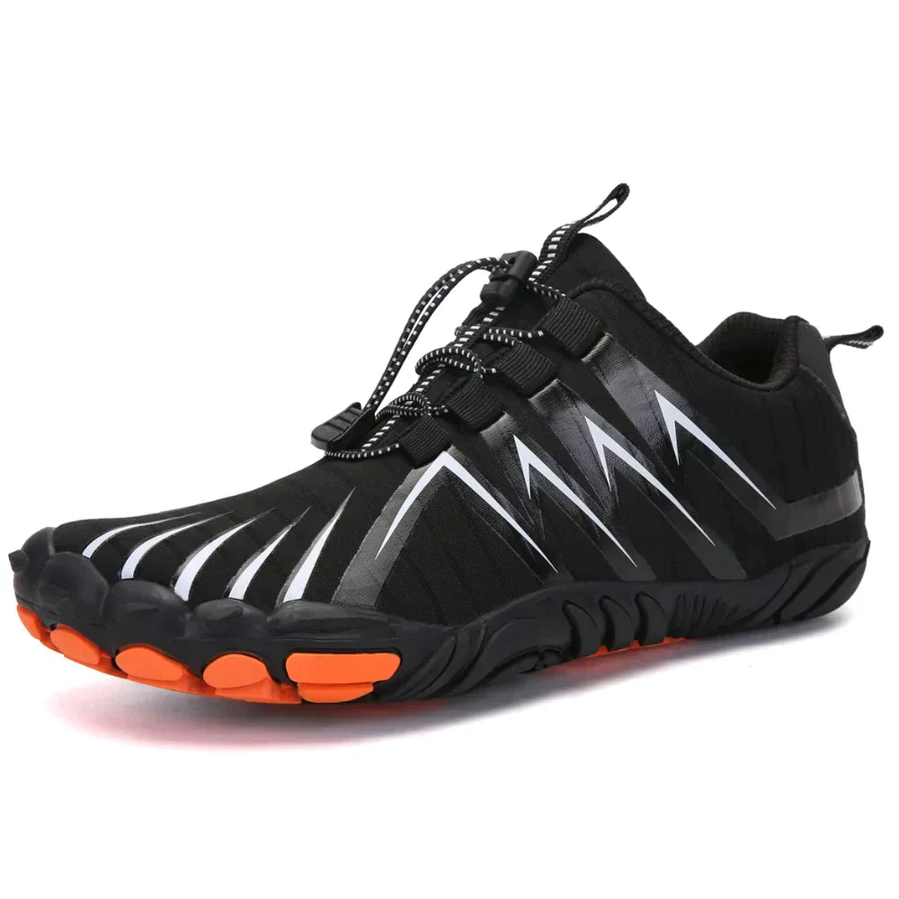Versatile men's barefoot shoes for running, hiking, gym training. Flexible, minimalist athletic footwear.