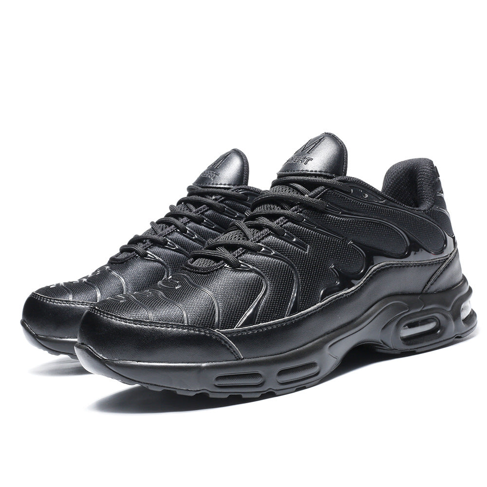 Men's black lightweight safety shoes, water-resistant with steel toe protection, comfortable workwear.