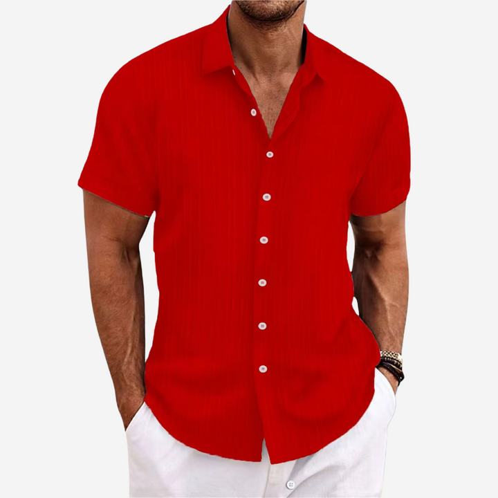 Men's fashion: a breathable, short-sleeve casual button-up shirt, regular fit, ideal for summer.