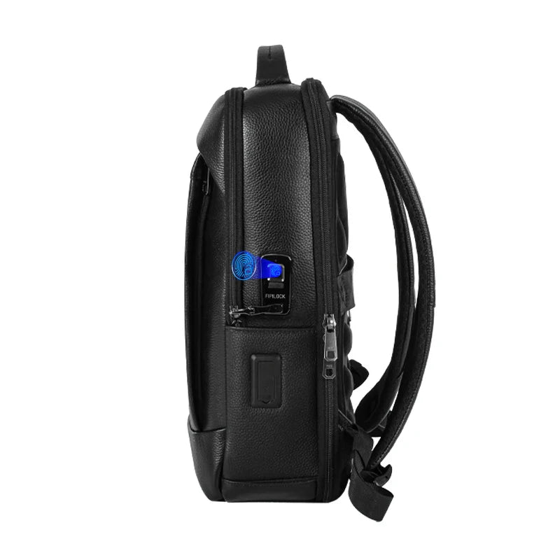 Large capacity anti-theft men's laptop backpack, ideal for business travel or daily work, featuring a fingerprint lock.