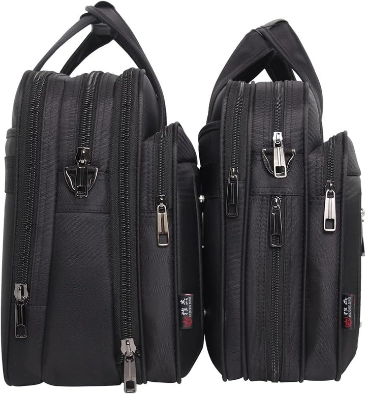 Durable men's canvas business travel laptop bag with padded tech protection.