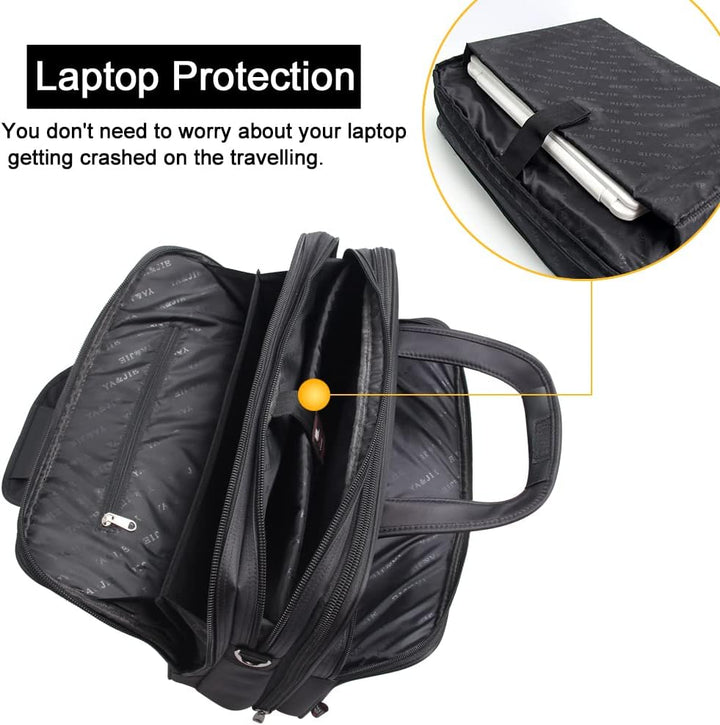Rugged men's canvas briefcase for laptops, perfect for business travel and daily professional use.