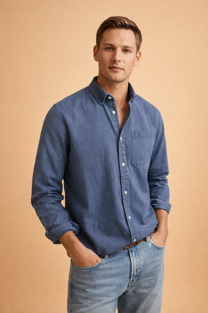 Everyday men's long-sleeve casual button-down shirt. Smart casual, modern & comfortable for versatile men's style.