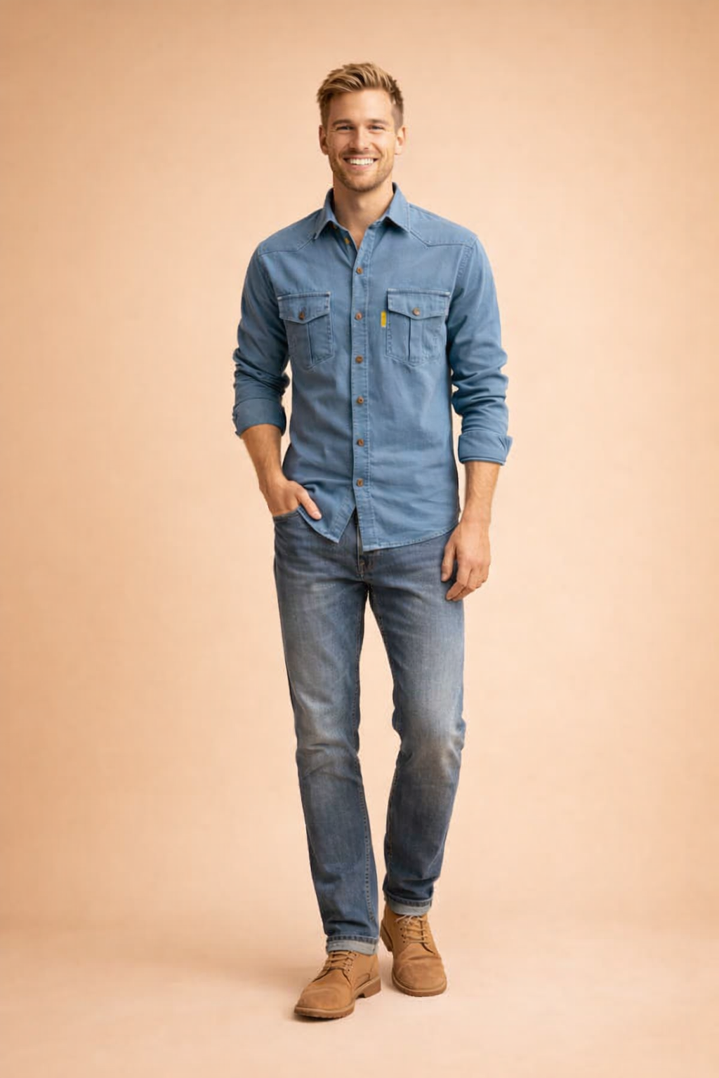 Versatile men's button-down shirt. Perfect for everyday wear, casual outings, or a smart formal look.