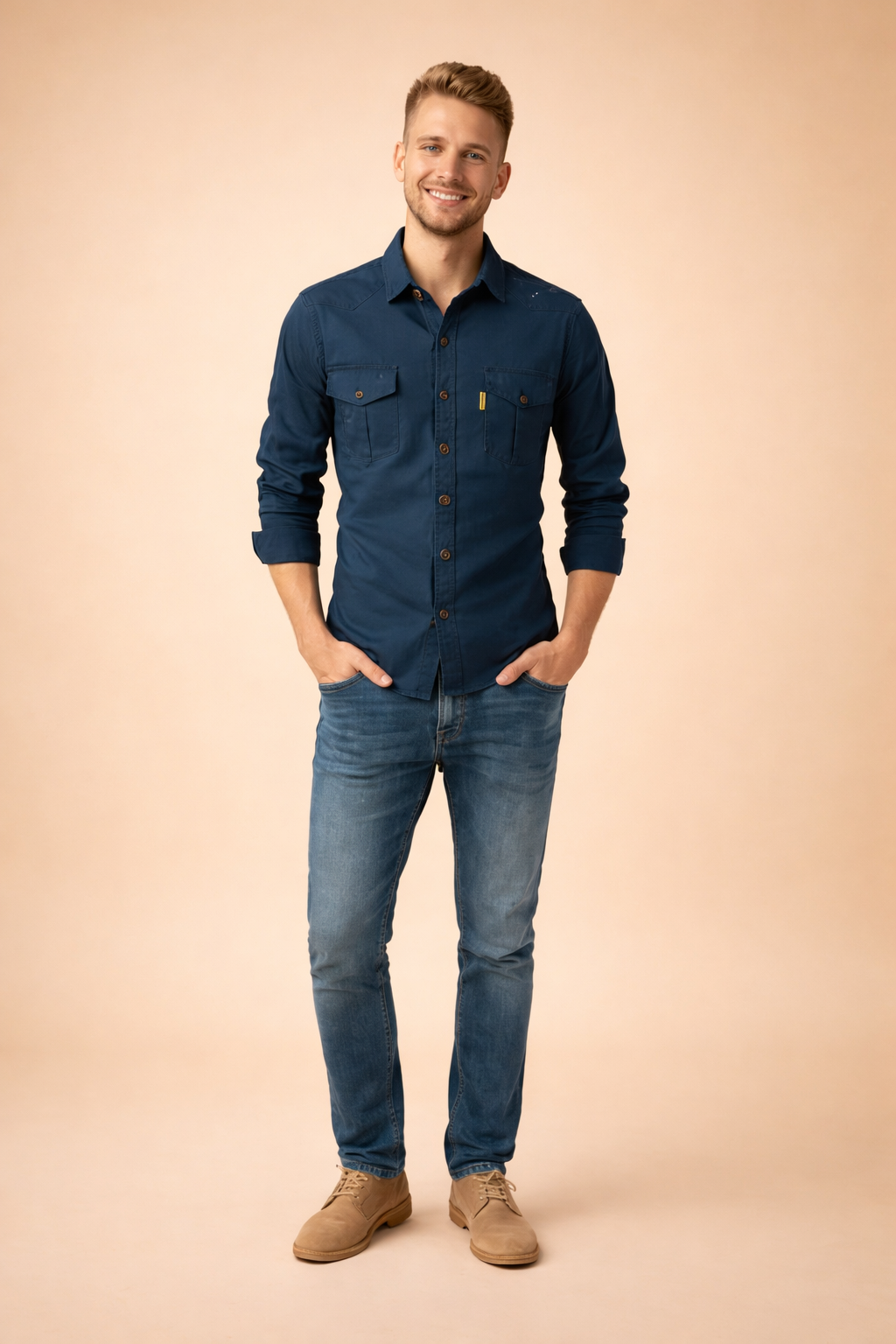 Men's long sleeve classic button-down shirt. A timeless men's top for versatile everyday and formal fashion.