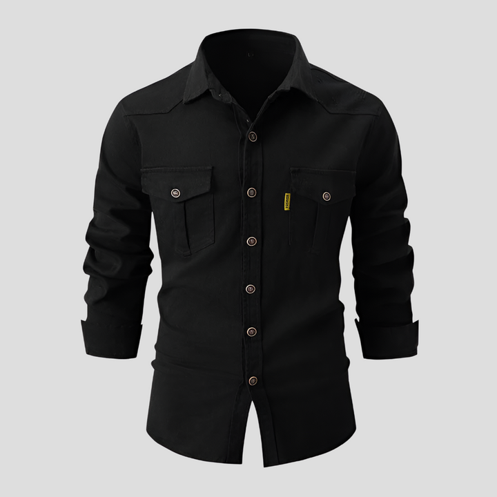 Everyday wear men's classic button-down shirt. Comfortable long sleeve top, perfect for versatile casual style.