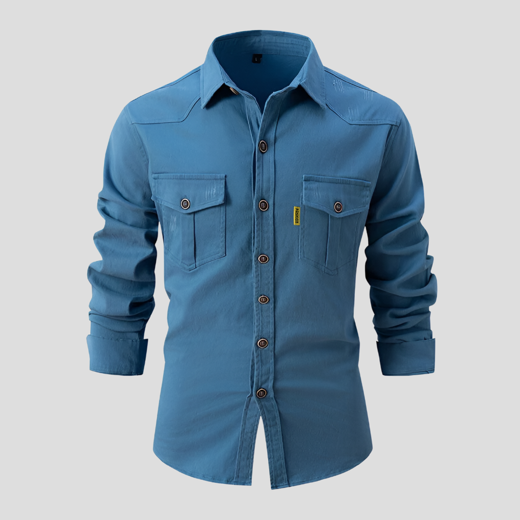Men's classic button-down shirt in a versatile design. Long sleeve top suitable for casual and formal occasions.