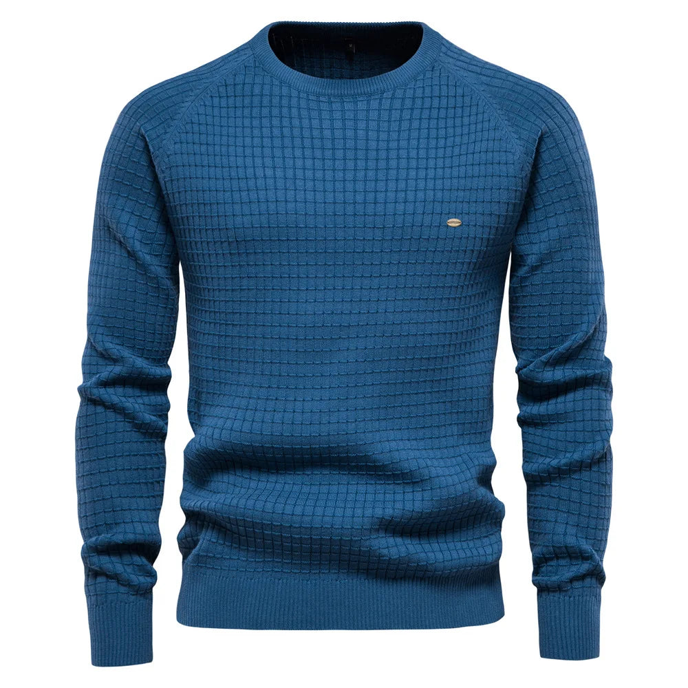 Men's versatile green Felix crewneck jumper. Comfortable & stylish pullover for casual or smart casual looks.